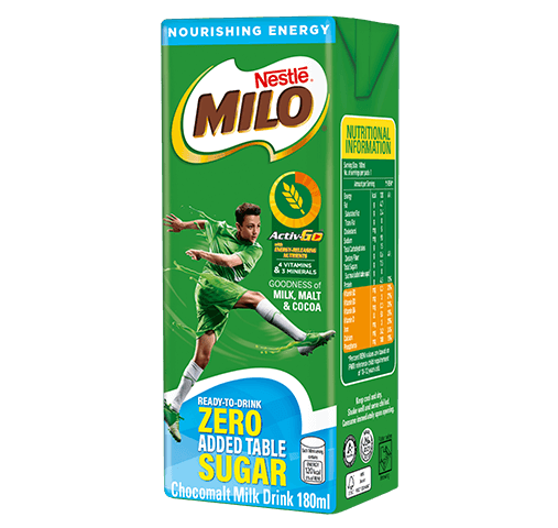 milo Ready to Drink Zero Added Table Sugar drink in tetra pack