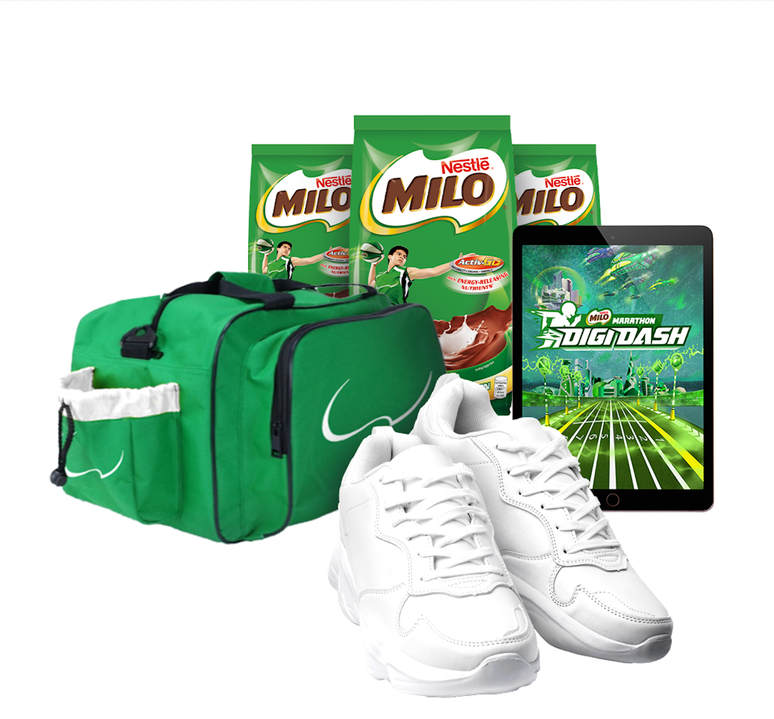 MILO® 1kg Pack, MILO® Varsity Bag, MILO® Tablet, Gift Certificates to Running Shoes*
